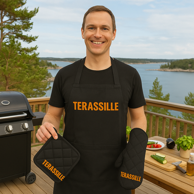 Grillimestarinsetti –Essu, patalappu ja patakinnas (teksti oranssilla)